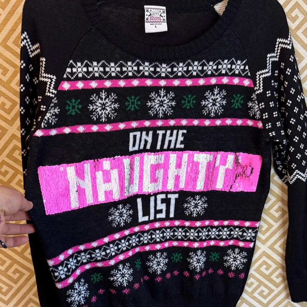 Well Worn Black and Pink Festive Sweater